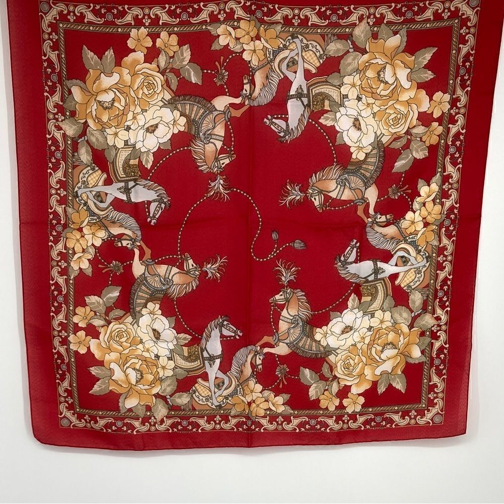 Vintage Red Scarf 32 Sq Made in Italy Like New